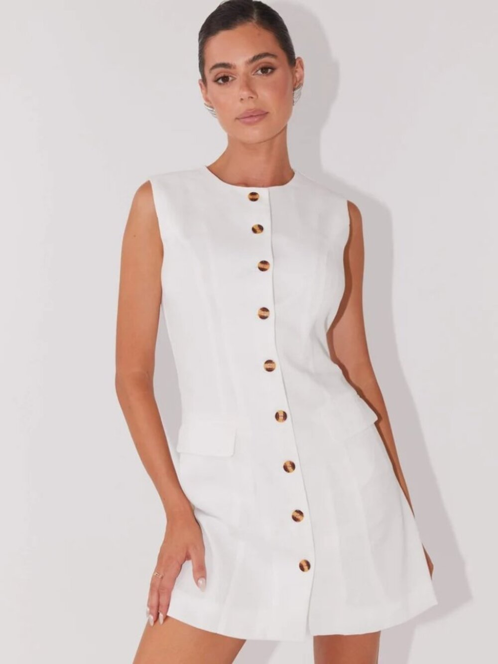 Peppermayo Castello Fiore Linen Mini Dress - White - US Size 6